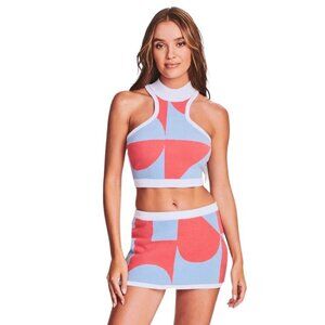 Ser.O.Ya by Revolve New Gretchen Color Block Mini Skirt Sz Small Womens Soft Swe